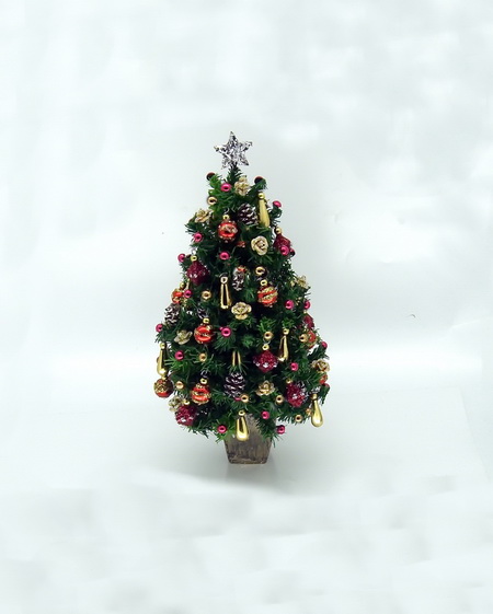 Luxury 5.5" Dollshouse Christmas Tree Regal Red & Gold Luxury 5.5" Dollshouse Christmas Tree Regal Red & Gold